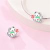 Cute Pet Series Hand Drawn Style Kitten Charm Eat Fruit Bead Fit Diy Copper Bracelet Necklace Women Anniversary Jewelry Gift