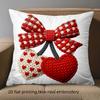 1 Pieces Red Bow And Heart Patterned Decorative Throw Pillow Polyester Pillowcase, Sofa Decorative Cushion Cov Headboard Pillow