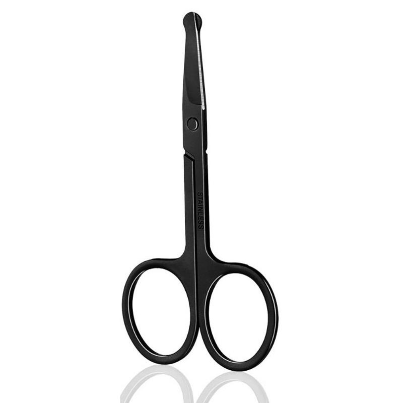 

Маленькие ножницы для удаления волос в носу и ушах из нержавеющей стали для лица для мужчин и женщин, изогнутые и закругленные безопасные машинки для стрижки волос в носу чёрный