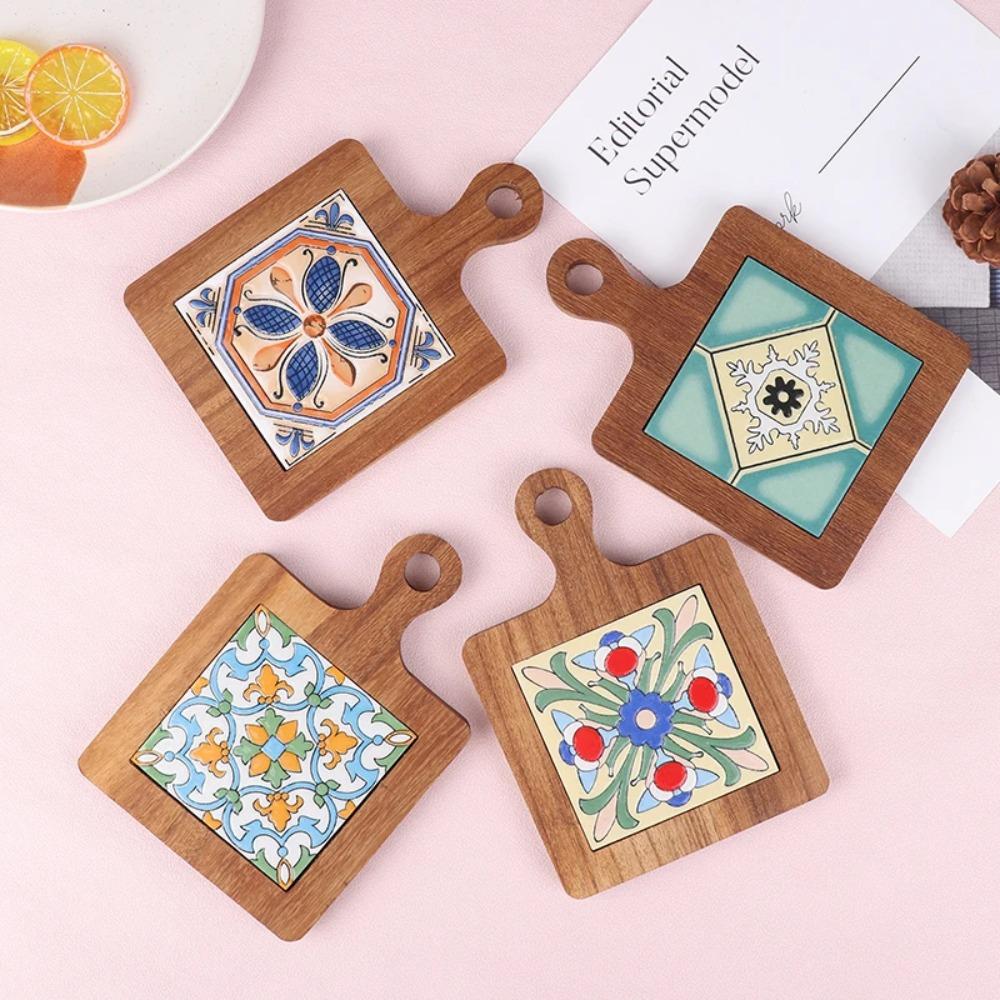 Retro Placemats Japanese-style Coasters Creative Wood Tile Insulated Mats  Cup