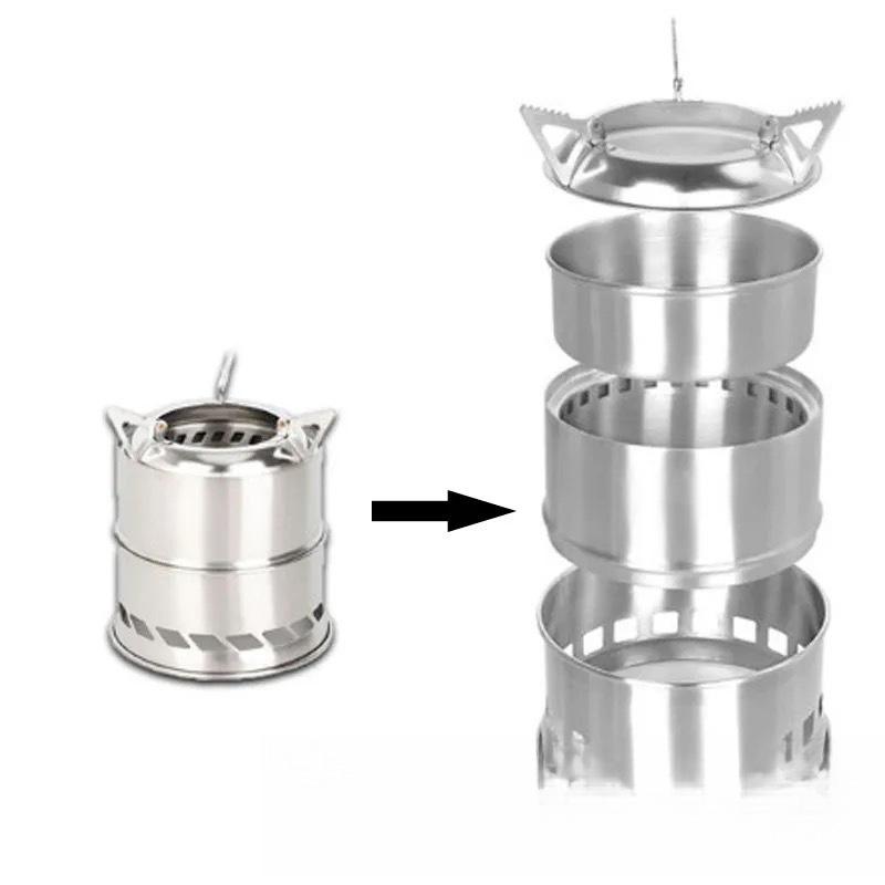Portable Stainless Steel Folding Camping Stove - Smokeless, Windproof, Compact Outdoor Heater