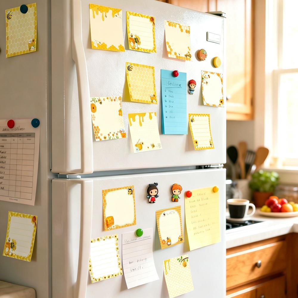 9 Packs Mixed Cute Honeybee Patterns Sticky Notes Self Adhesive Square Memo Pads Set for Students