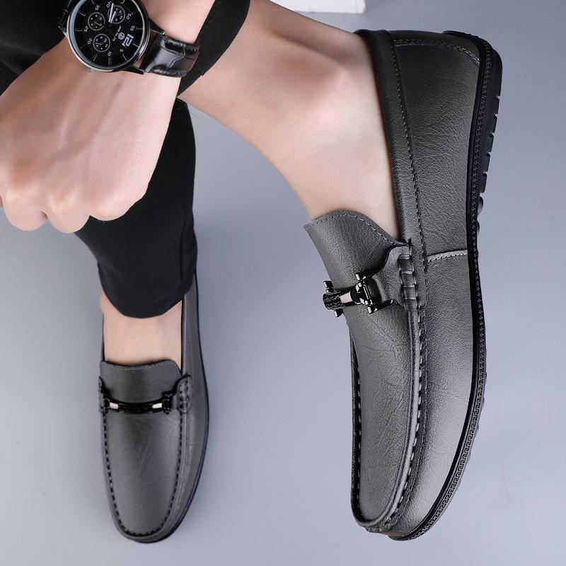 Business Social Genuine Leather Loafers Mens Design Spring Fashion Slip on Casual Shoes Adult Male Footwear Handmade Boat Shoes