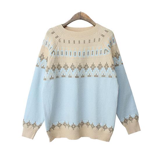 

Футболки для женщин, топы с длинным рукавом, вязаная футболка с уникальным узором, корейская мода Free небесно-голубой