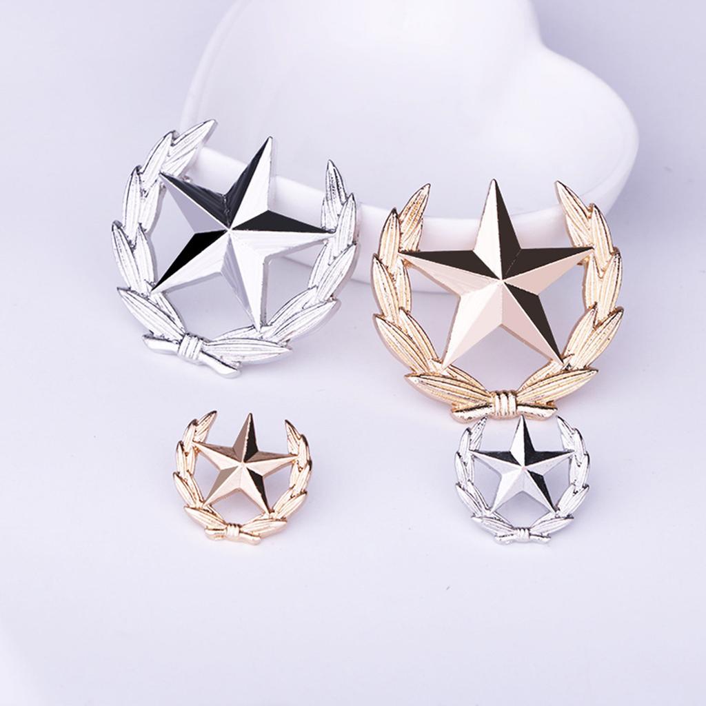 Stylish Wheat And Star Emblem Brooch Alloy Vintage Pin Wheat Star Brooch Pin For Clothing Accessories Lapel Decor