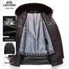 Laoyeche Men's Goat Leather Fox Fur Collar Down Liner Jacket