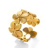 Stainless Steel Flower Texture Petals Rings for Women Chunky Open Knuckle Ring Exquisite Elegant Waterproof Jewelry New