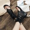 Spring 2025 cross toe strap sandals with wedge heel and inner height increase for women mesh breathable Roman cool boots