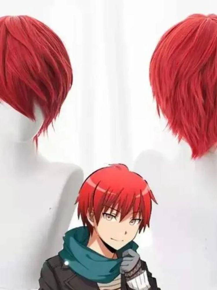 Assassination Classroom Karma Akabane / Akashi Seijuro / Sasori Short Flame Red Cosplay Wig Costume High Temperature Fiber