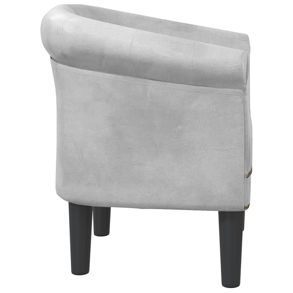 Club Chair Silver Faux Leather