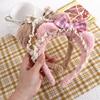 Wash Face Plush Headdress Plaid Bow Korea Style Headband Cat Ears Lace Hair Band Women Accessories