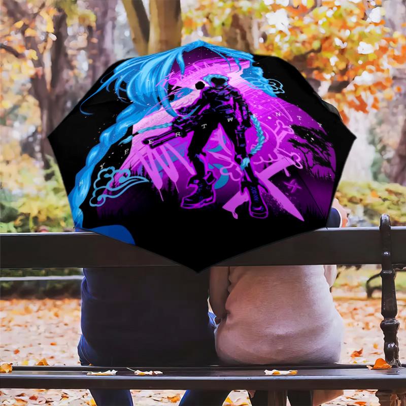 Vibrant Cyberpunk Warrior Folding Umbrella Travel Suitable for All Seasons Gift Umbrella Three Folds