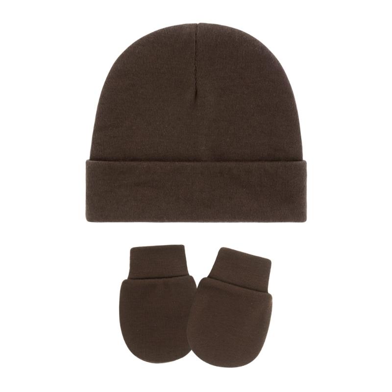 4 Set Baby Bonnet Cap Feature Foldable Edge with Mittens Cotton Fabric Gentle On Sensitive Skin Multiple Color Available