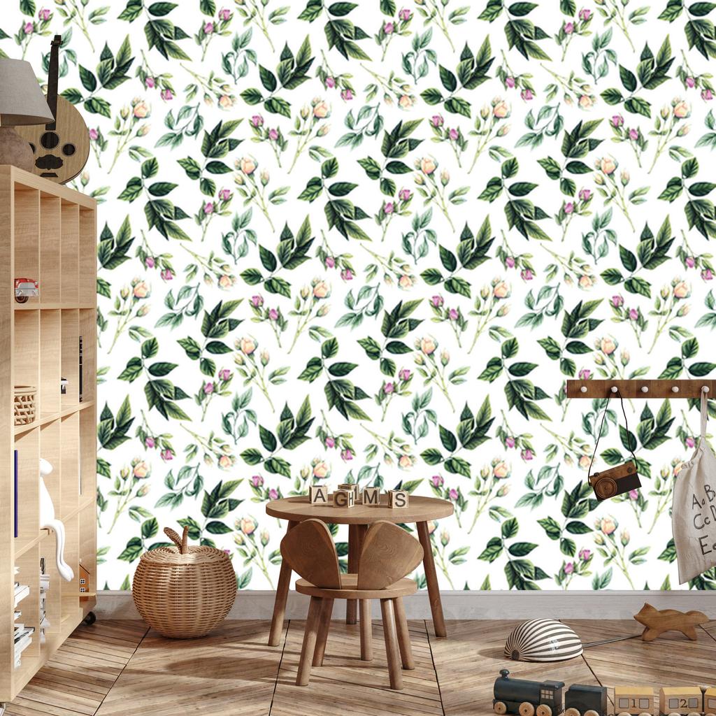 Branches with roses wallpaper for living room and bedroom 50x1000