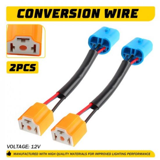 9004 to 9003 Headlight Conversion Harness Cables Adapter Wire Replacement 2-Set