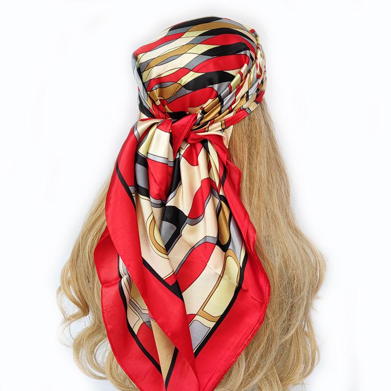 Silk Scarves Women Luxury Brand Summer Fashion Designer Head/Hair Scarf 90*90cm Hijab Bandana Cheveux Foulard Femme 90X90CM