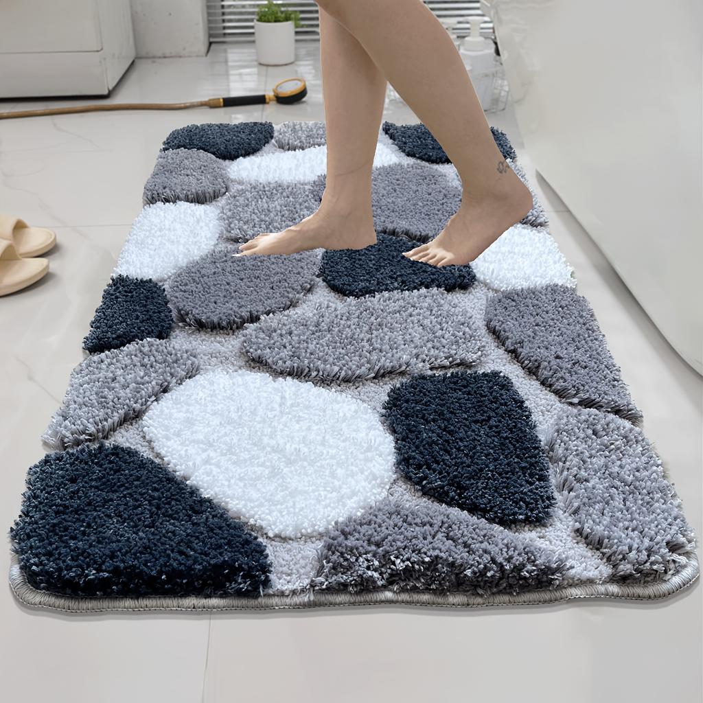 [Weiche Badematte] Weiche Plüsch-Kieselform-Badematte | Rutschfeste Rückseite, Ultrafine Polyester-Mischung, Mehrfarbige Optionen für Schlafzimmer- & Wohnzimmerdekor