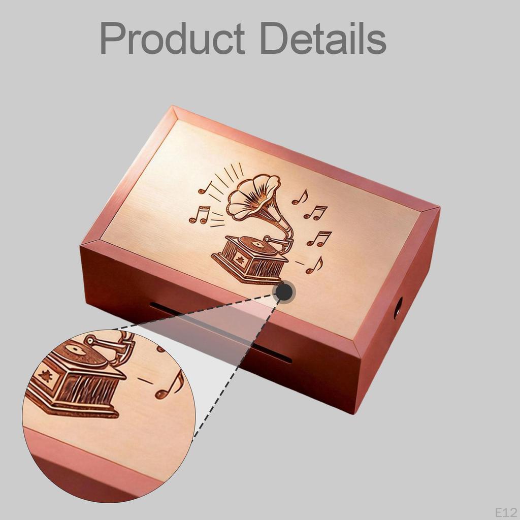 30 Note Wooden Music Box, Easy to Use, Hand Crank Ideal for Christmas, Halloween,