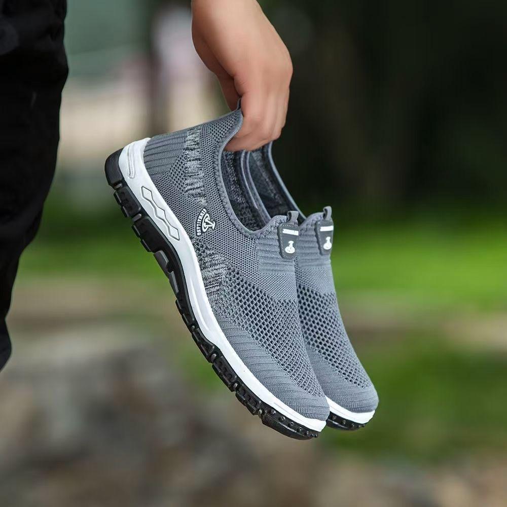 New 2025 Summer Breathable Mesh Shoes One-pedal Sports Soft-soled Men's Mesh Shoes Flat-soled Wear-resistant Casual Shoes