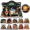 Houten Kerst Tafelblad Decoraties Verlicht Huis Tafelornament, LED Verlicht Decoratief voor Feesten Boekenhoek Dorpsdecoratie Vakantie