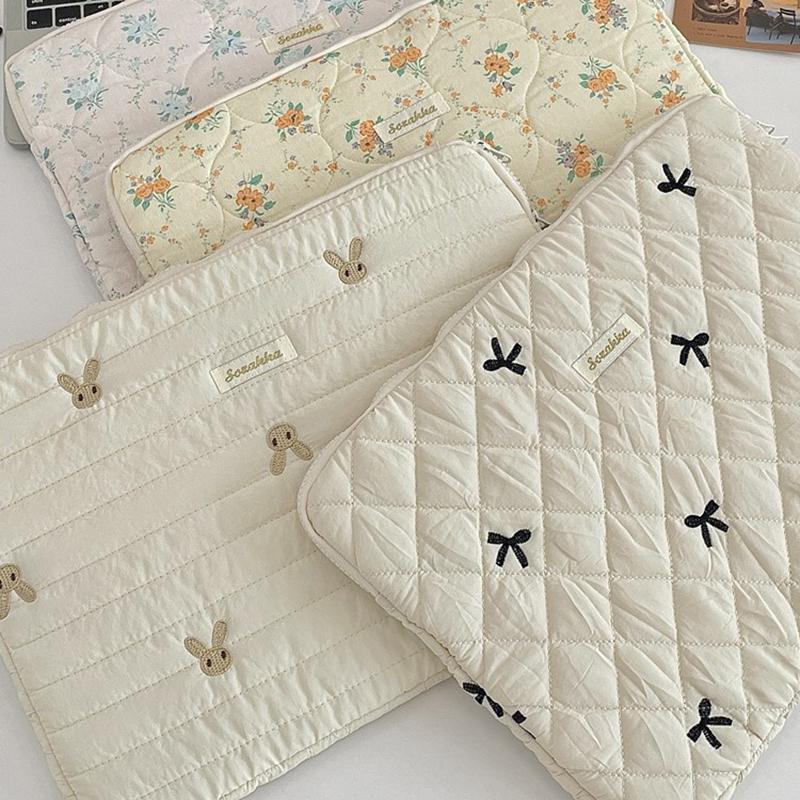 Cute Embroidery Bow Or Floral Graphic Laptop Bag Tablet Sleeve Case 11 13.3 14 15.6 Inch For Tablet Pc Laptop