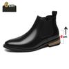 Herr Chelsea Boots Högkvalitativt Läder Casual Boots 6CM Höjdökande Läderskor Plysch Varma Vinterstövlar Affärs Botas