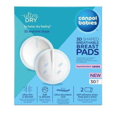 3D Ultra-Absorbent Breathable Nursing Pads 30 Pieces, Canpol Babies