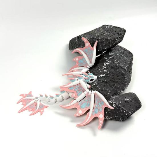 3D Printed Dragon Butterfly Figurine, Articulated Desk Decor, Cute Shelf Ornament, Stress Relief Fidget Toy for Kids Collectors