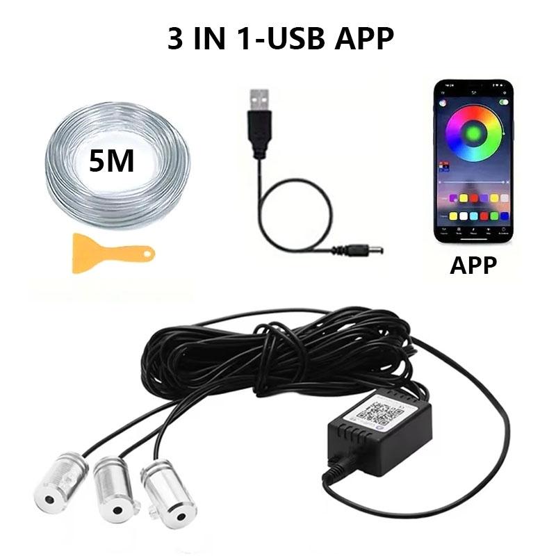LED Car Interior Ambient Strip Light With APP Remote Control Auto Decorative Lamp RGB Fiber Optic Atmosphere Neon Lighting Kit