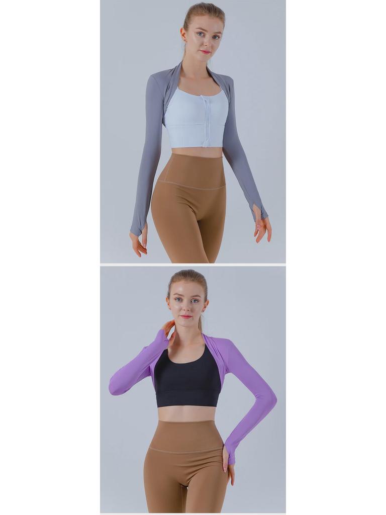 Women's Short Sleeve Thumbhole Yoga Top - Tight-Fit Sports Blouse/Shawl Fitness Waistcoat