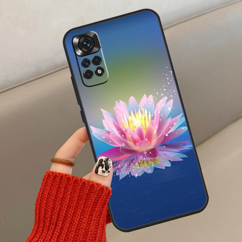 Lotus Blue White Flowers Case For Xiaomi Redmi Note 14 13 12 10 11 15 Pro Plus Cover For Redmi 15 15C 13C 10C 12C 14C