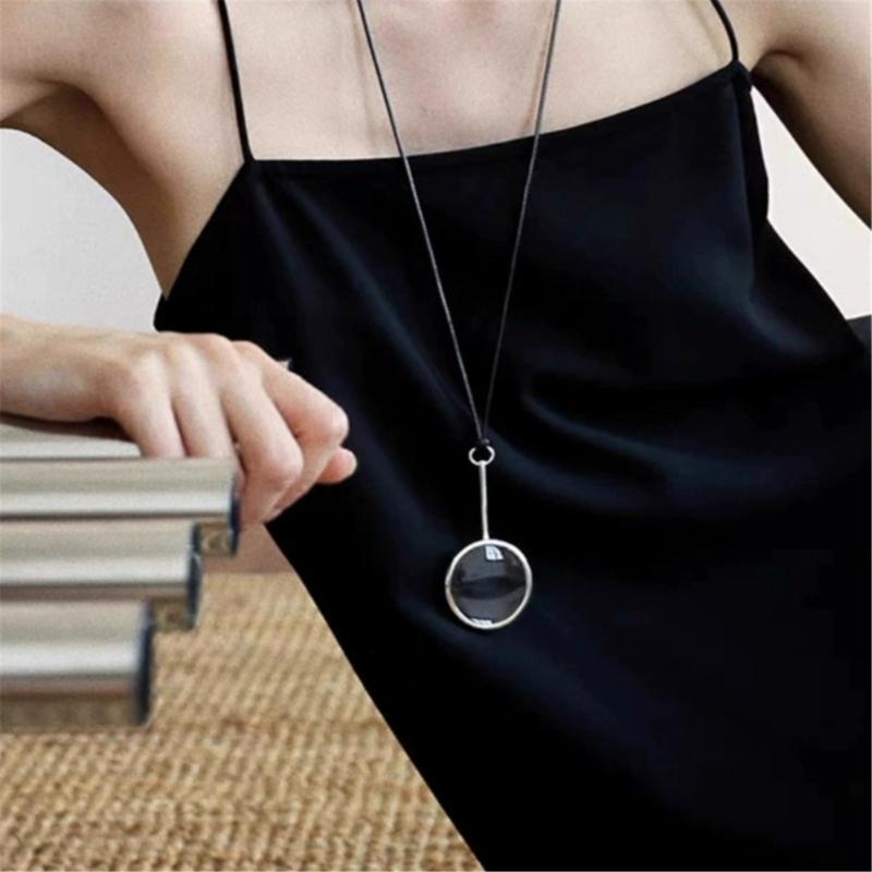Fashion Magnifying Glass Necklace Alloy Glass Adjustable Chain Necklace Multifunctional Unique Accessory for Daily Wear
