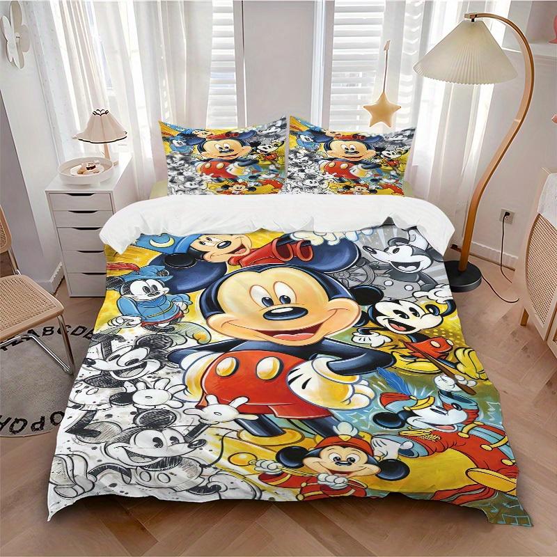 3pcs set Mickey Mouse, Disney, Classic Bedding Set with Duvet Cover+Pillowcases, All-Season Polyester, Zipper Closure77 135x200cm