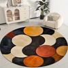 Retro Color-blocking Design Flannel-printed Round Floor Mats Are Slip-resistant Suitable for Living Room Terrace Garden Carpets