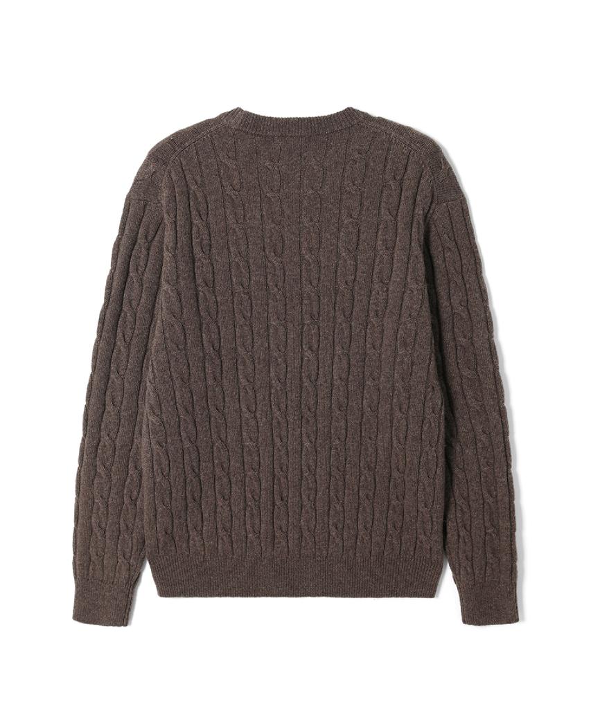 ADHOC Men'S Round Neck Cable Knit (Brown) (Hcalka1)