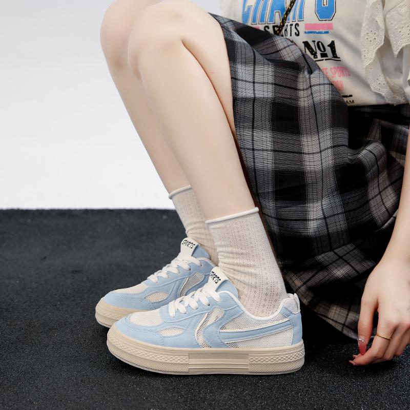 CRLAYDK Womens Platform Mesh Skate Shoes Lace Up Casual Sneakers Summer Ladies Non Slip Sports Walking Flat Tennis