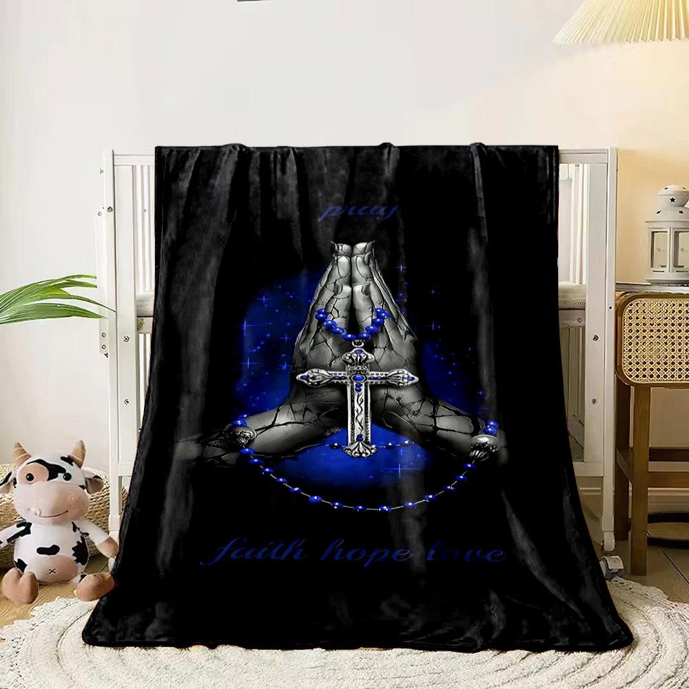 Faith Hope Love Prayer Throw Blanket Printed Blanket for Living Room Bed Couch lunch break Soft Cozy Blanket for Friend's festival Gift