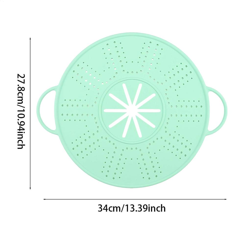 

Силіконова кухонна сітка від бризок з ручкою. Термостійкий захист від бризок олії. Кришка зливної дошки. Кришка для кухонної сковороди. зелений