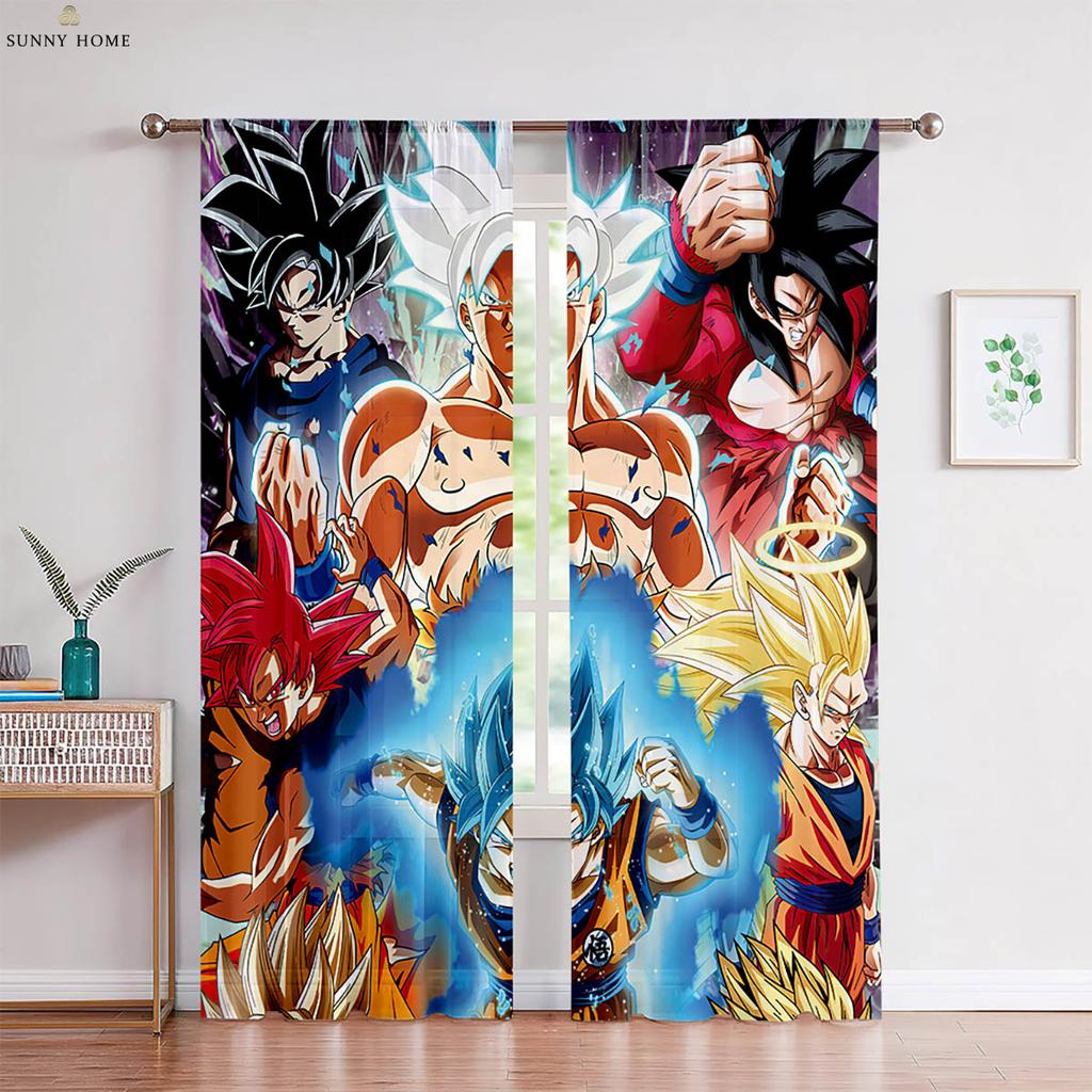 2 Pcs Of Hot-Blooded Anime Japanese-Style Printed Curtains For Children's Rooms, Dormitories, Living Rooms, Decorative Curtains