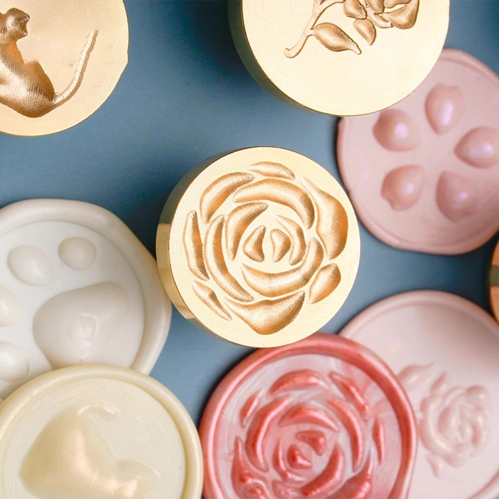 3D Fire Lacquer Seals 15-25mm Embossed Wax Grain Seal Head Retro Brass Multipurpose DIY Craft Decorative Tool for Greeting Card