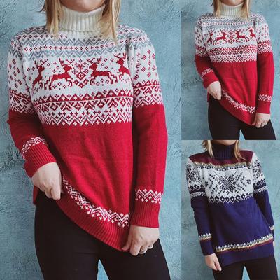 Women Casual Christmas Print Long Sleeve Sweater Pullover