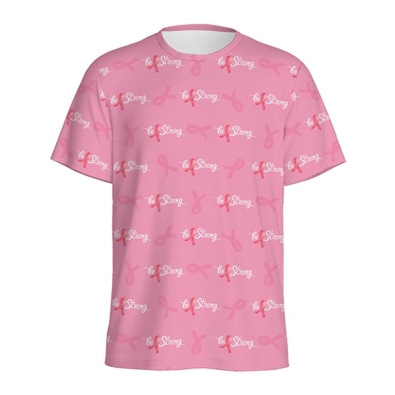 Summer Pink Ribbon T-shirt Women's T-shirt Short Sleeve O-neck Casual T-shirts Clothes Men Fashion Clothing Daily Tees Top