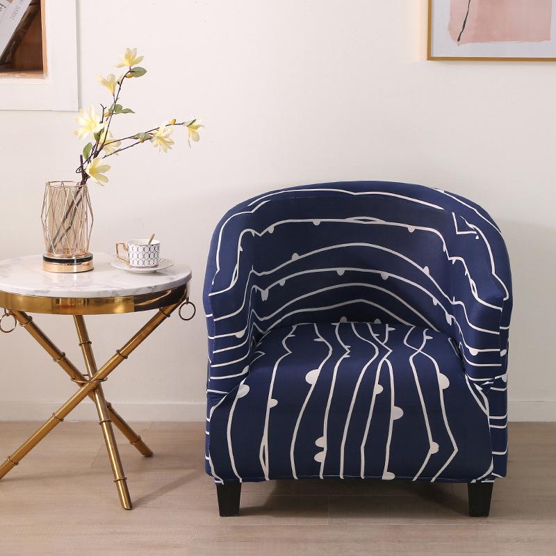 1pc Stretch Printed Club Armchair Cover Washable Tub Chair Slipcover Relax Single Chair Case for Coffee Bar Living Room Office