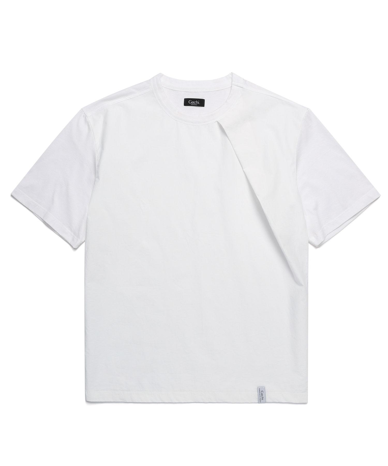 Gachi Pleated Detail Short-Sleeve Top White L