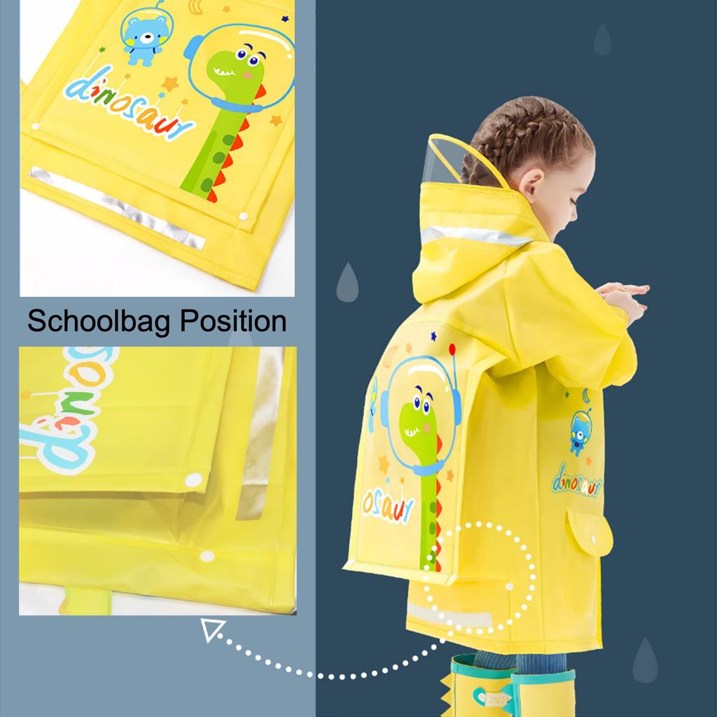 Custom Logo Waterproof Raincoat Windproof EVA Clothing for Poncho for Kids Boys Girls for Students Dinosaur Rain for Poncho