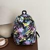 Graffiti Colorblock Lightweight Women Backpack Student Backpack Cute Backpack Cartoon Backpacks Designer Bags School Bag
