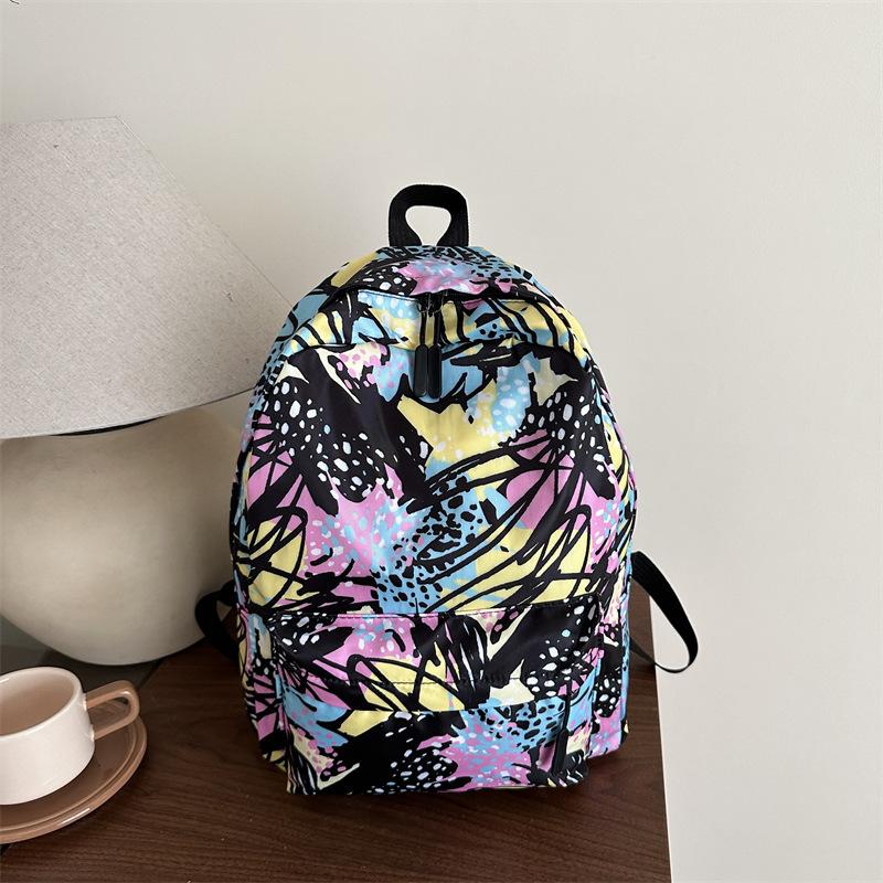Graffiti Colorblock Lightweight Women Backpack Student Backpack Cute Backpack Cartoon Backpacks Designer Bags School Bag