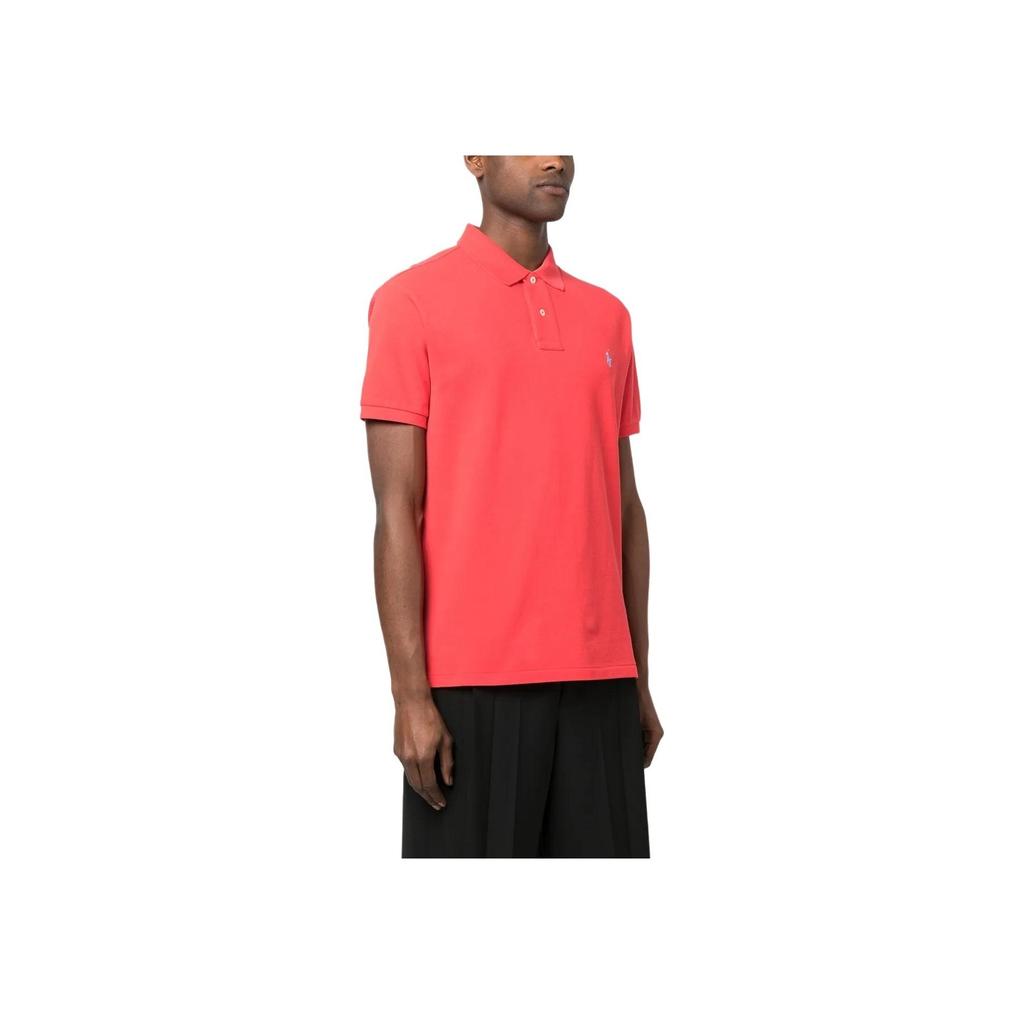 Polo Ralph Lauren SS24 Solid Color Small Pony Embroidered Straight Cut Short Sleeve Polo Shirt Women tops Coral-Red WMPOSWENC020927-600