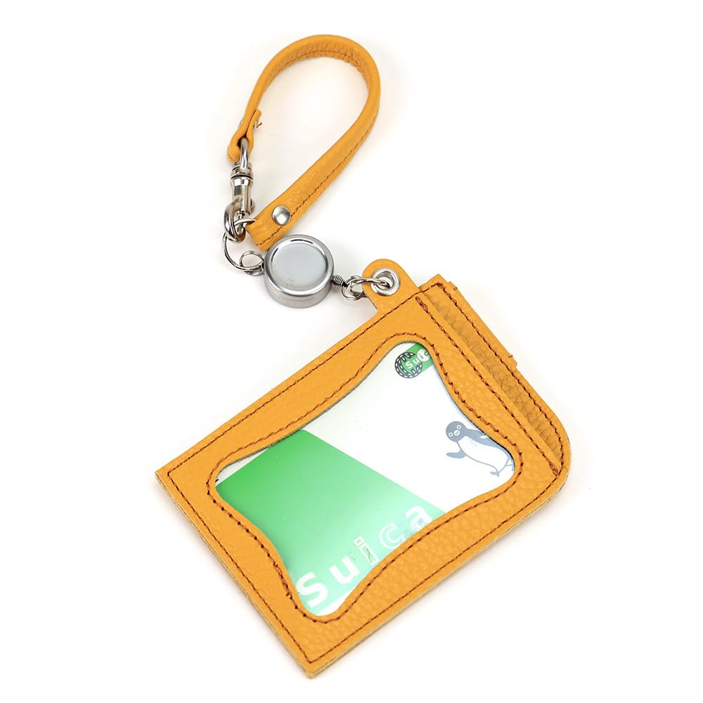 AGILITY affa "Seek" Italian Shrink Leather Pass Case with Reel, Black