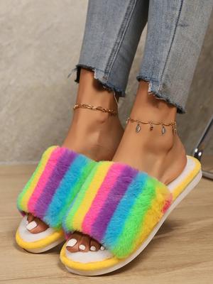 Fashion Autumn and Winter Plush Slippers for Home Use Thick-soled Warm Non-slip Cotton Slippers Thickened Plush Cotton Slippers